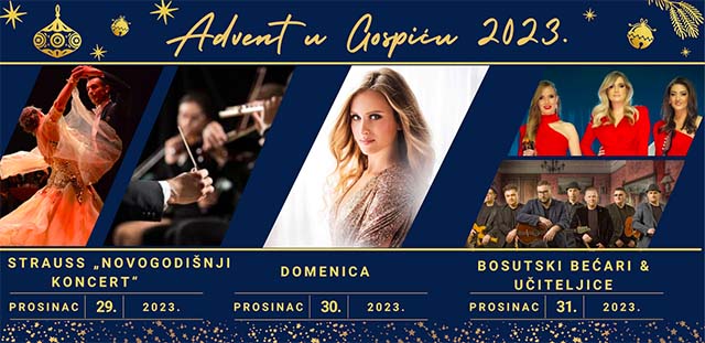 Novogodišnji plakat s najavom za tri koncerta                                                                                                                                                                                                             